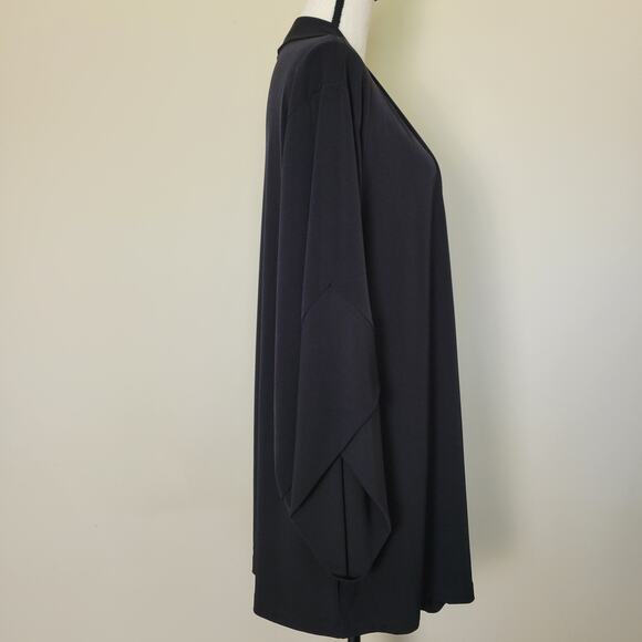 Lane Bryant Sz 18/20 long Cardigan Jacket Jersey Open Unique Long Sleeve Black - Picture 3 of 14